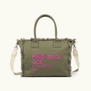 Bolso Shopper Caqui de Algodón Reciclado con Flecos y Bordado Rosa SCUBA KHAKI SHOPPER (2)