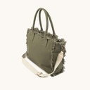 Bolso Shopper Caqui de Algodón Reciclado con Flecos y Bordado Rosa SCUBA KHAKI SHOPPER (3)