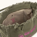 Bolso Shopper Caqui de Algodón Reciclado con Flecos y Bordado Rosa SCUBA KHAKI SHOPPER (5)