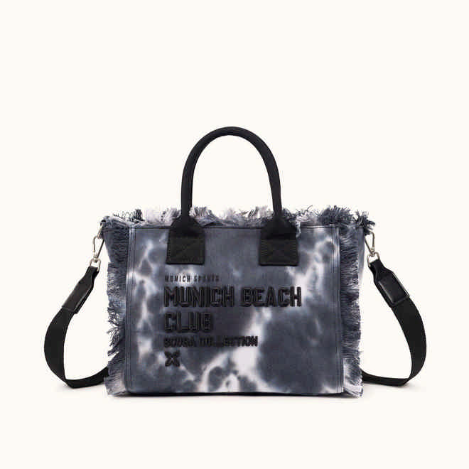 Bolso Crossbody de Algodón Efecto Lavado con Flecos SCUBA BLACK AND WHITE CROSSBODY (1)