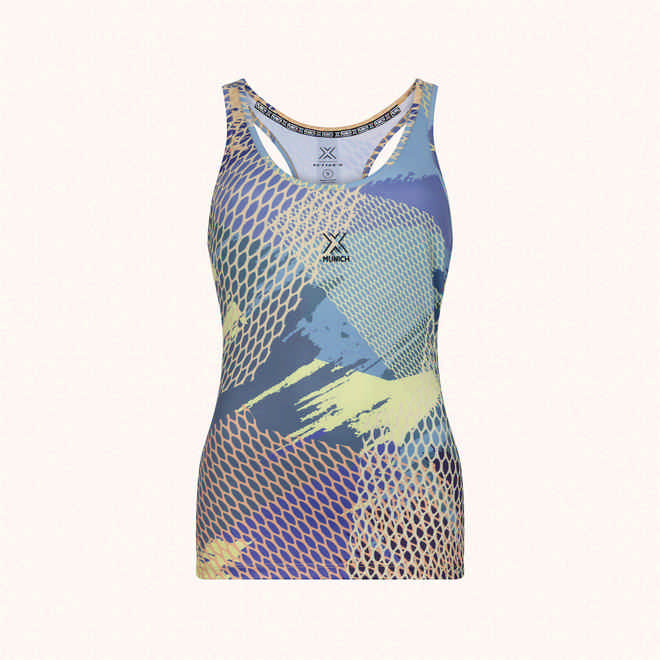 MUNICH PADEL WOMAN TANK TOP CLUB PRINT VALERIA Camiseta tÃ©cnica de tirantes para pÃ¡del con espalda en T y diseÃ±o estampado (1)