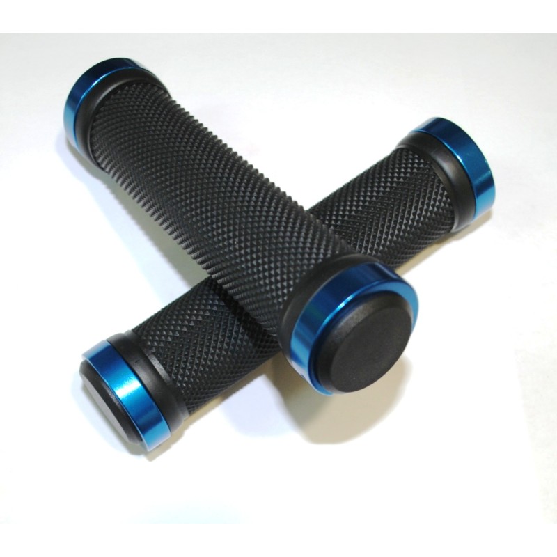 PAR PUÑOS NEGRO PUNTAS DE ALUMINIO AZUL C/TORNILLO (1)
