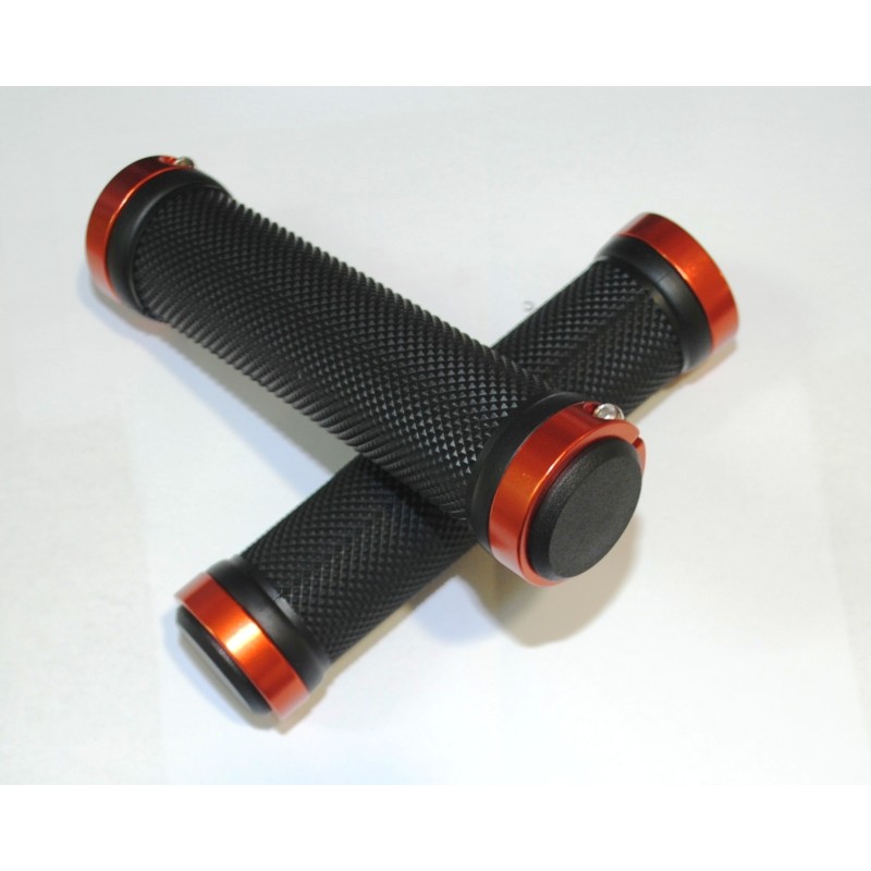 PAR DE PUÑOS NEGRO PUNTA ALUMINIO NARANJA C/TORNILLO (1)