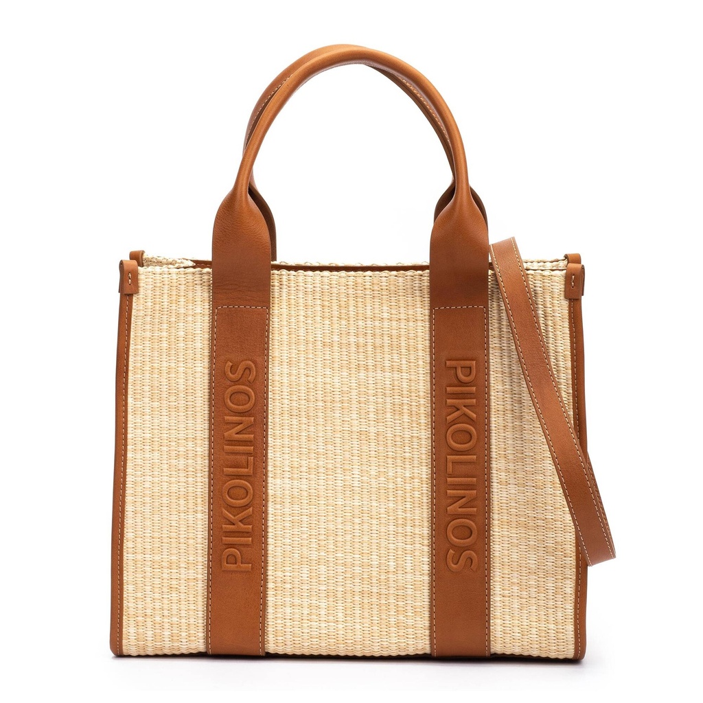 ALTAFULLA - Shopper de rafia y piel para mujer (4)