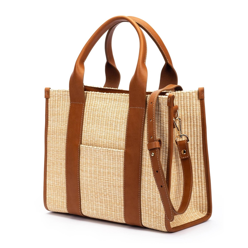 ALTAFULLA - Shopper de rafia y piel para mujer (6)
