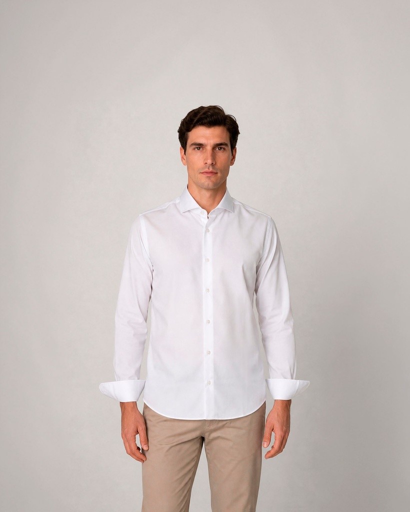 Camisa de vestir puño doble de algodón (1)
