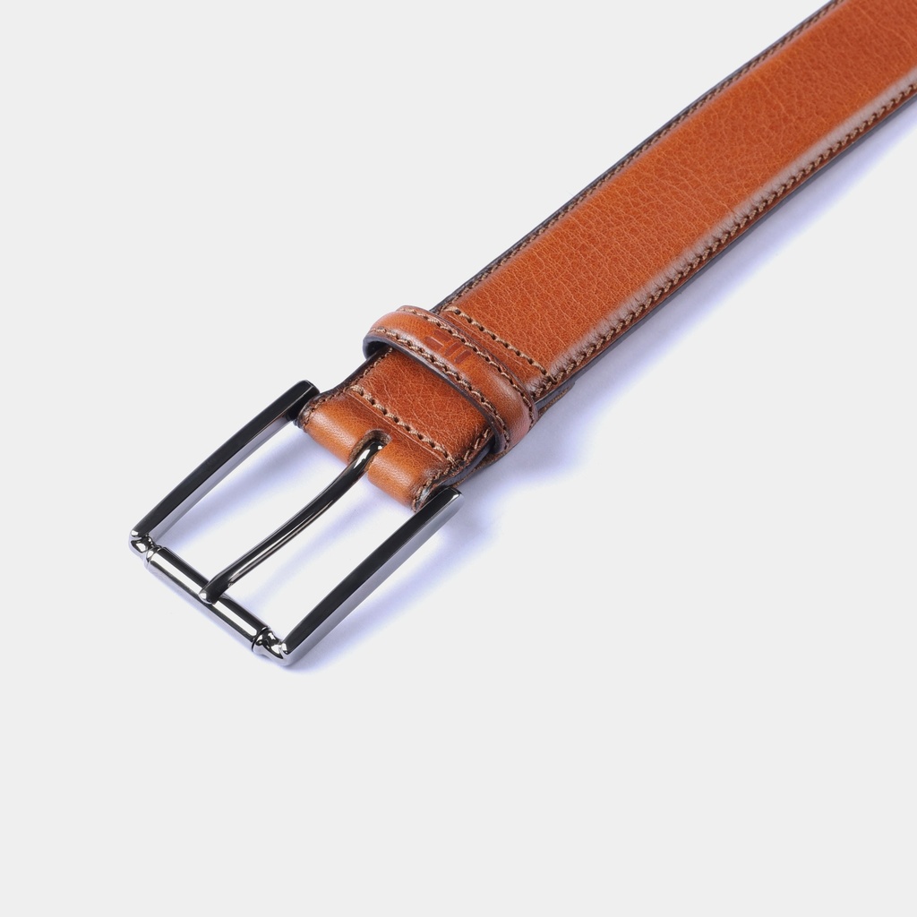 Cinturón liso de piel de vacuno con grano natural (2)