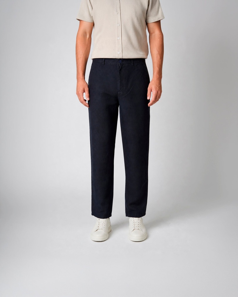 Pantalón chino con pinzas 100% lino (1)