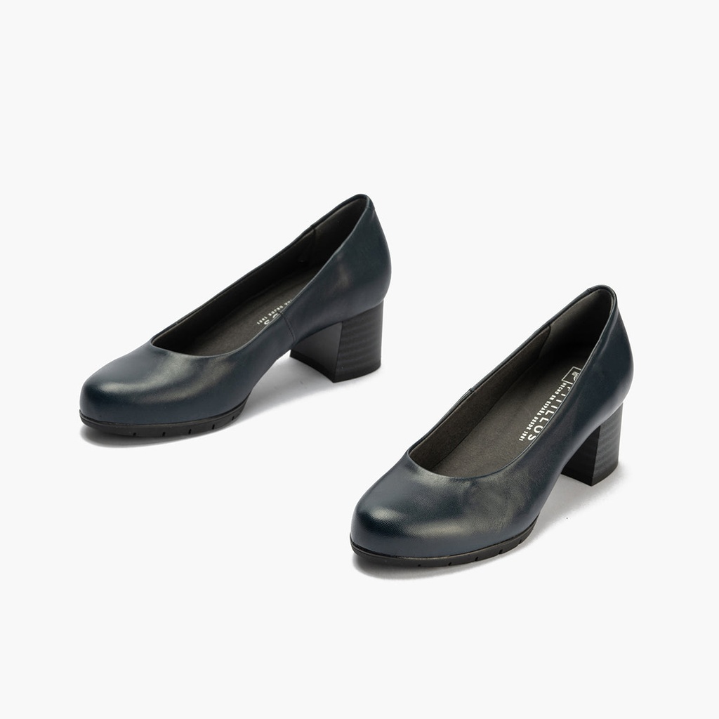 Zapato de Salón Mujer Tacón Medio con Tapas Azul (3)