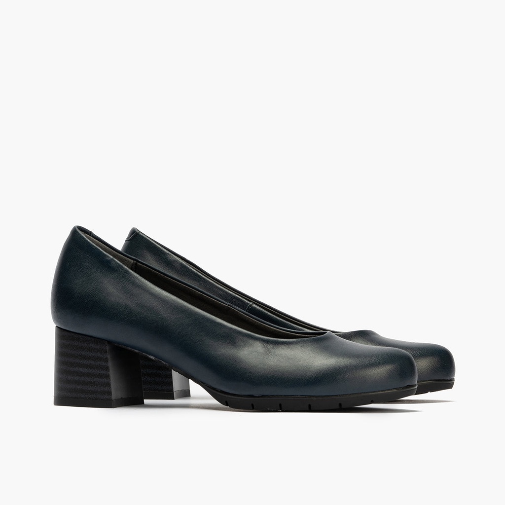 Zapato de Salón Mujer Tacón Medio con Tapas Azul (4)