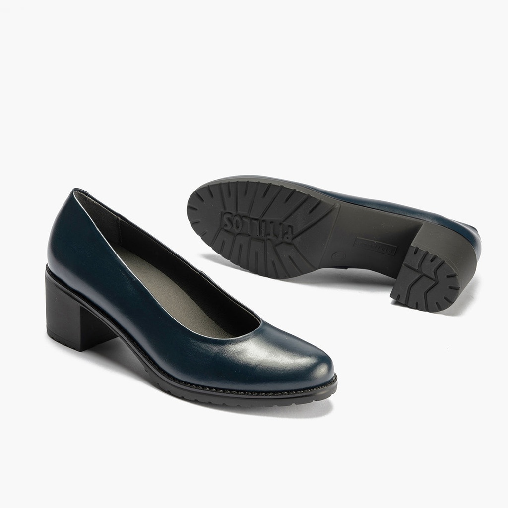Zapato de Salón Clásico Tacón Medio Azul (1)
