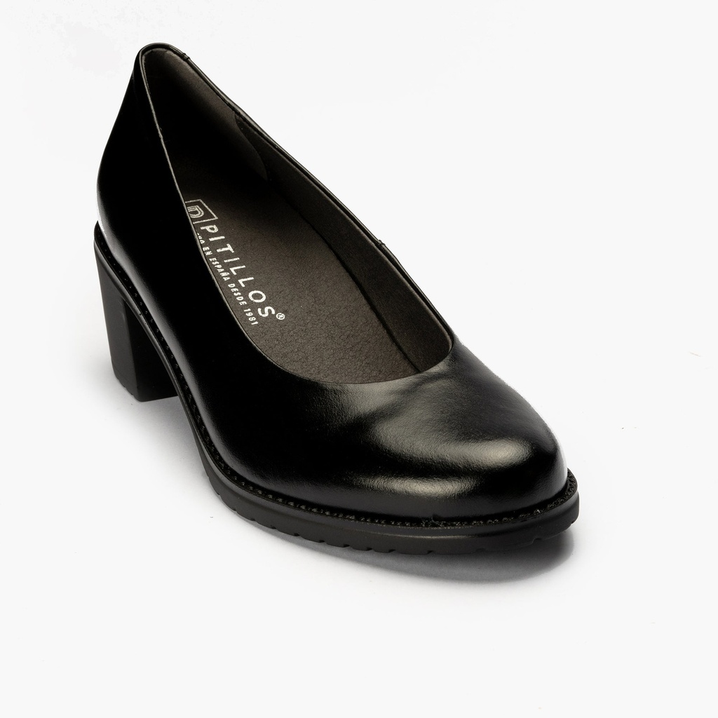 Zapato de Salón Clásico Tacón Medio Negro (2)