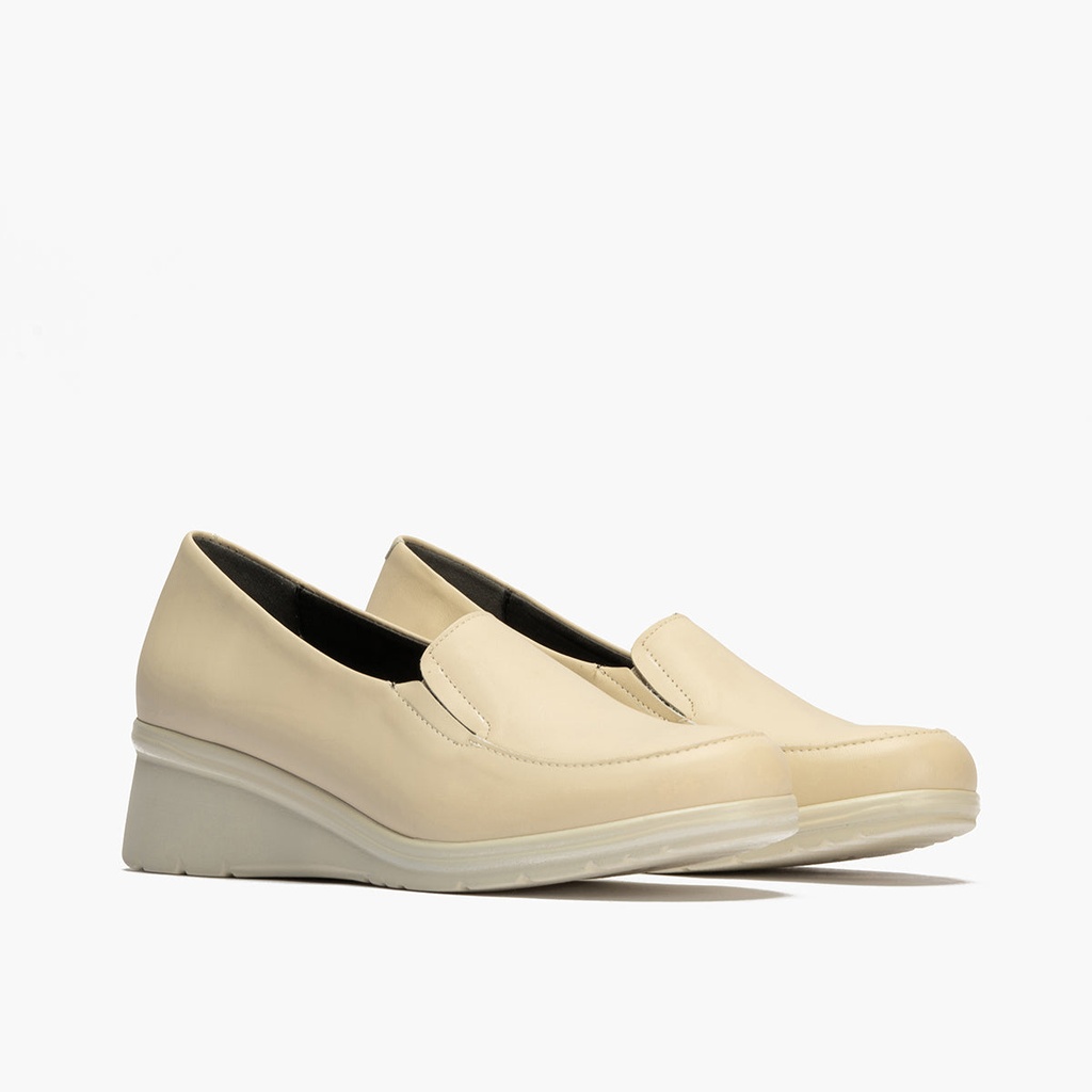 Mocasín Mujer Cuña Media Beige (1)