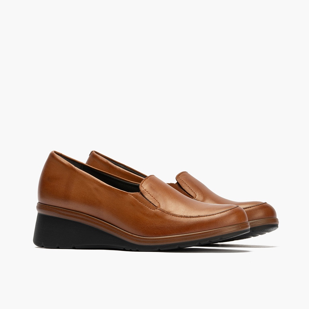 Mocasín Mujer Cuña Media Marrón Claro (1)