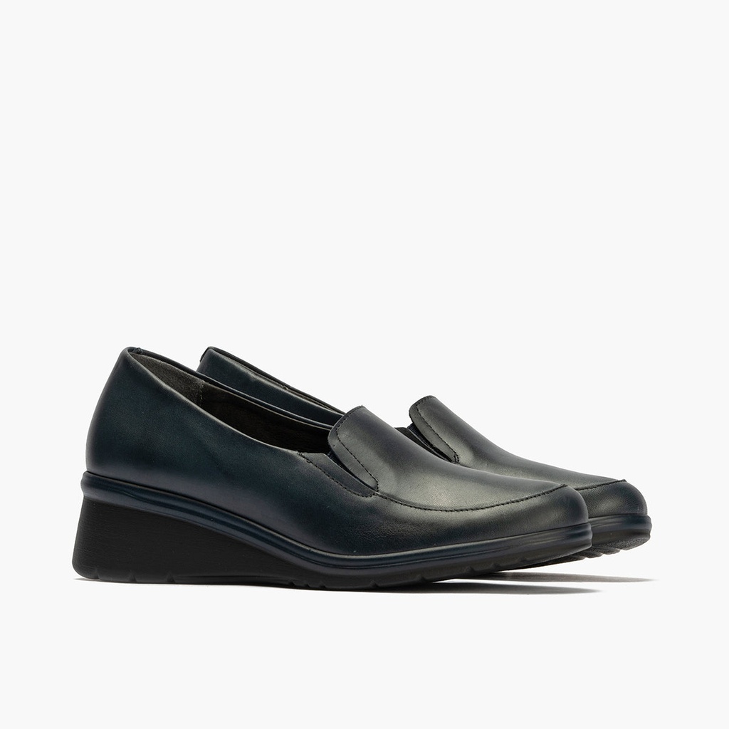 Mocasín Mujer Cuña Media Azul (1)