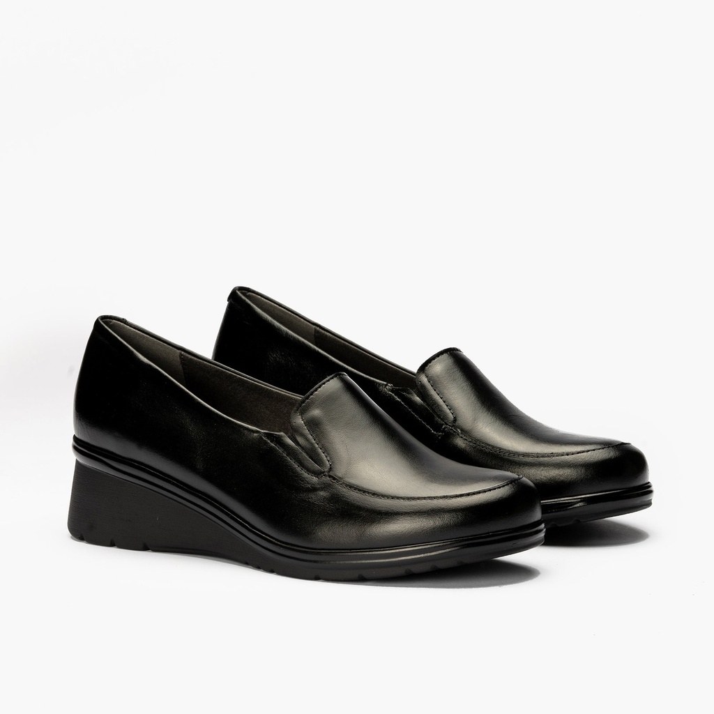 Mocasín Mujer Cuña Lisa Negro (1)