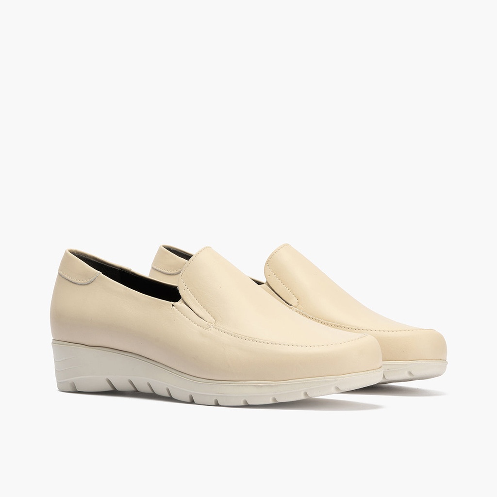 Mocasín Mujer Cuña Baja Beige (2)