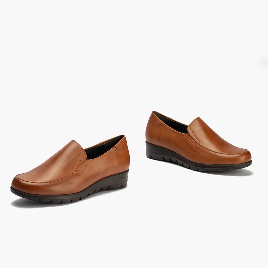 Mocasín Mujer Cuña Baja Marrón Claro (1)