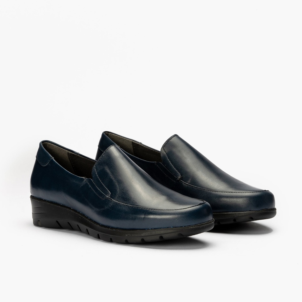 Mocasín Mujer Cuña Baja Azul (1)