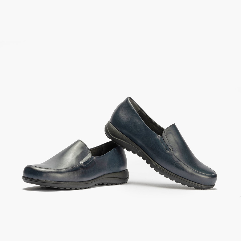 Mocasín Mujer Cuña Baja Azul (1)