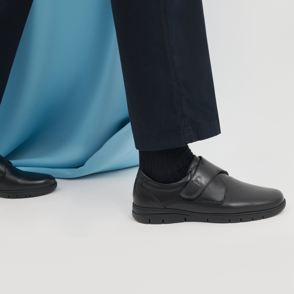 Zapato Blucher Velcro Hombre Negro (1)