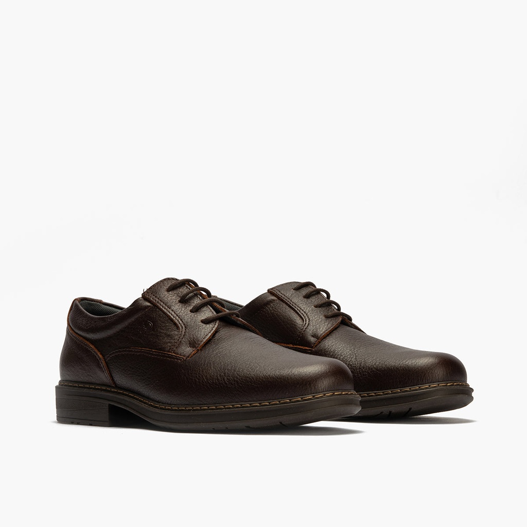 Zapato Blucher Hombre Piel Bombeada Brandy (1)