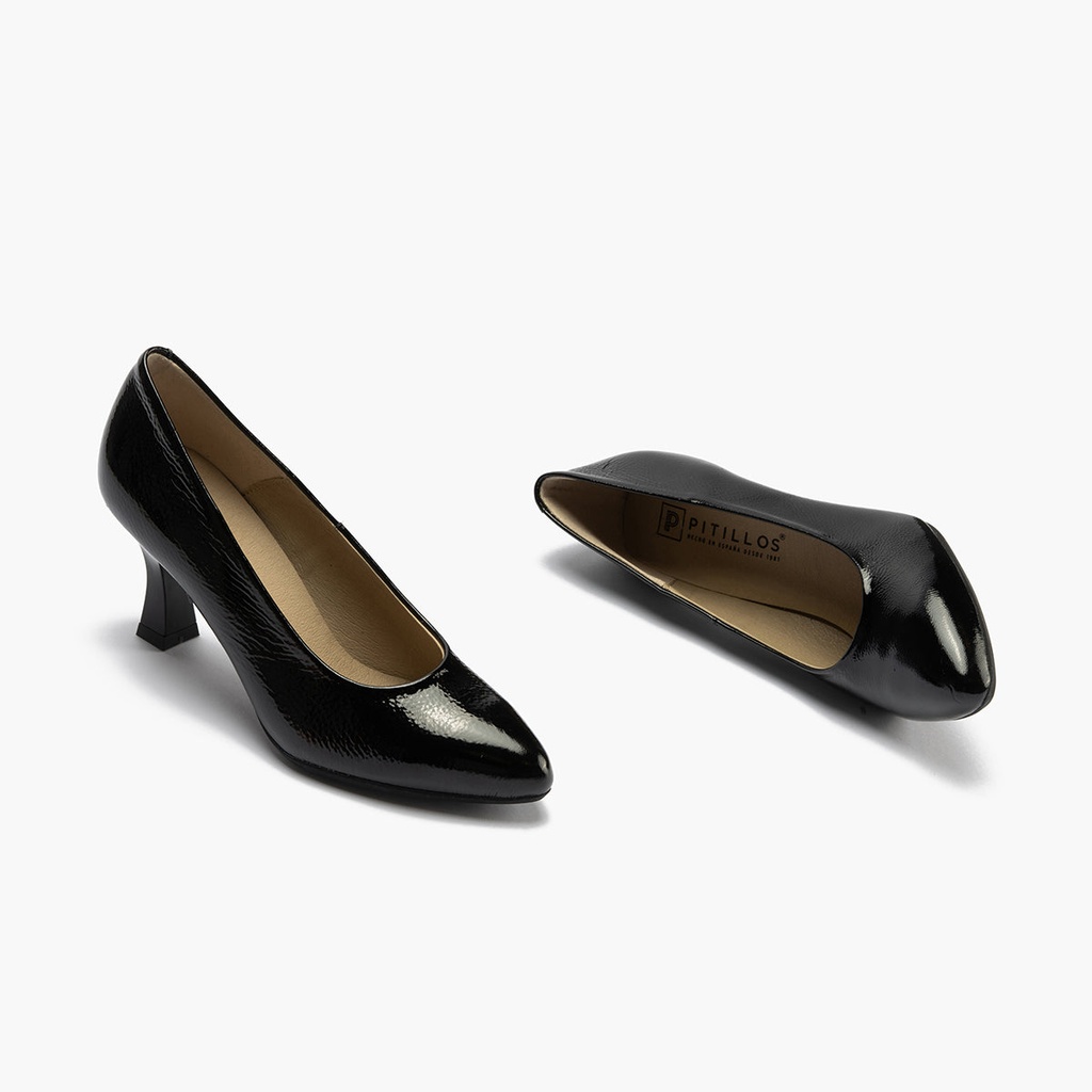 Zapato de Salón Mujer Stiletto Negro de Tacón Alto en Piel Charol (1)