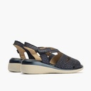 Sandalia asimétrica con velcro en piel grabada fantasía AZUL (4)
