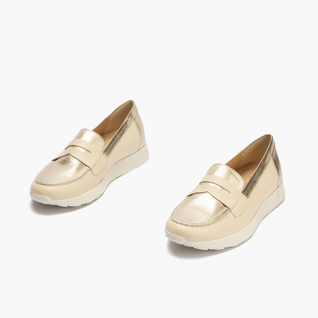 Mocasin antifaz mujer en piel combinada CREMA (1)