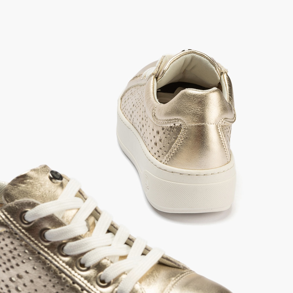 Basket con picados mujer en piel laminado ORO (4)