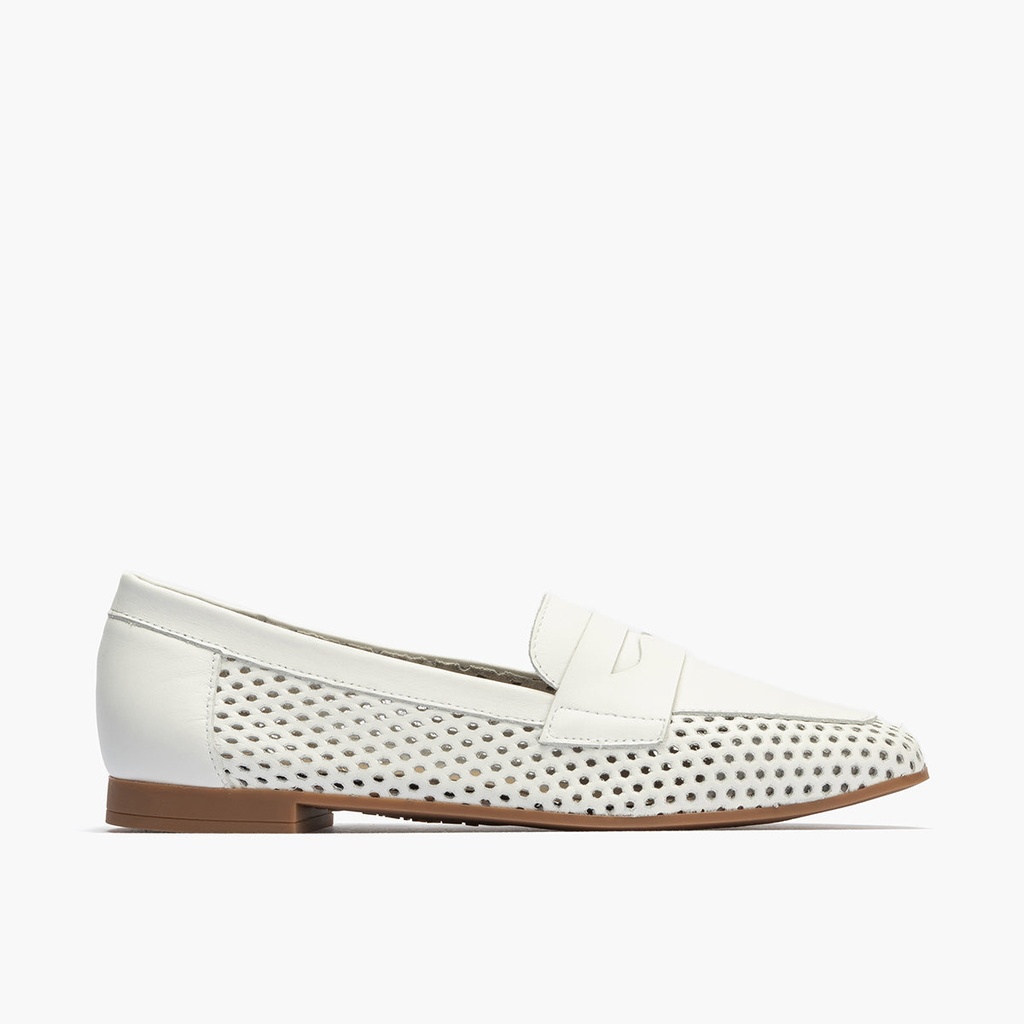 Mocasin con picados mujer en piel napa BLANCO (1)