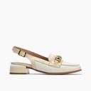 Mocasin punta cuadrada talon abierto mujer con hebilla en piel charol BLANCO (2)