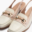 Mocasin punta cuadrada talon abierto mujer con hebilla en piel charol ROSA (1)