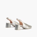 Sandalia con picados mujer con hebilla en piel laminado PLATA (3)