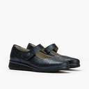 Zapato mercedes plano ancho especial con acabado brillante y suave Marino (3)