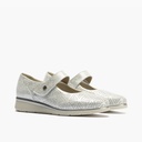 Zapato mercedes plano ancho especial con acabado brillante y suave Plata (2)