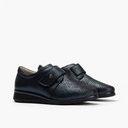 Zapato plano ancho especial con velcro en piel napa fantasía Marino (3)