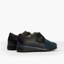 Zapato anchos especial con velcro en lycra y piel napa Marino (4)