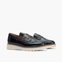 Zapato mocasín con antifaz en piel napa bombeada Marino (4)