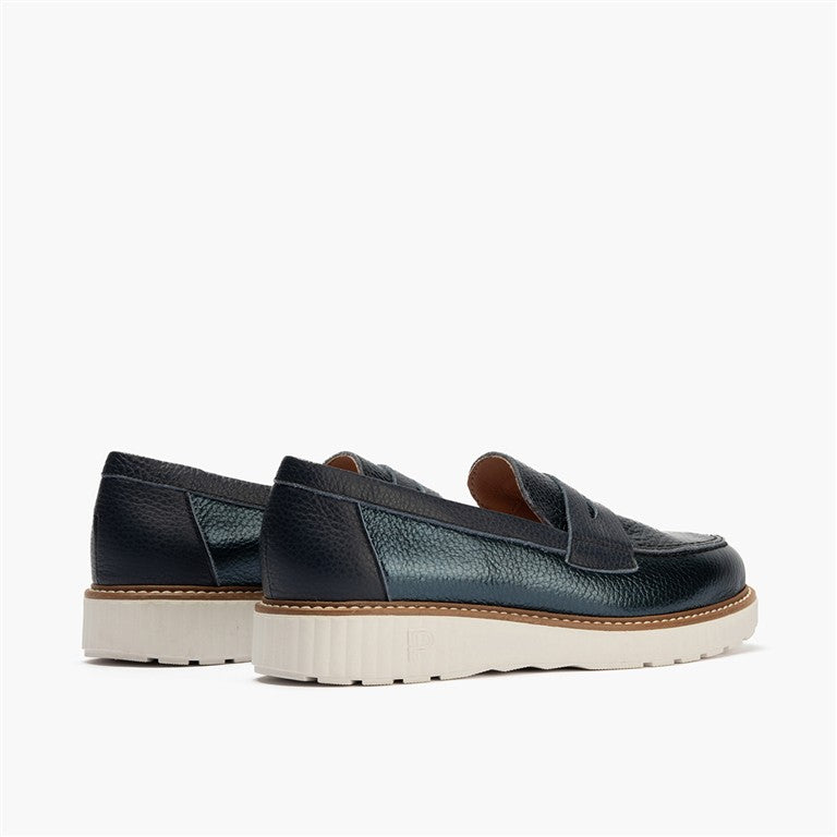 Zapato mocasín con antifaz en piel napa bombeada Marino (5)