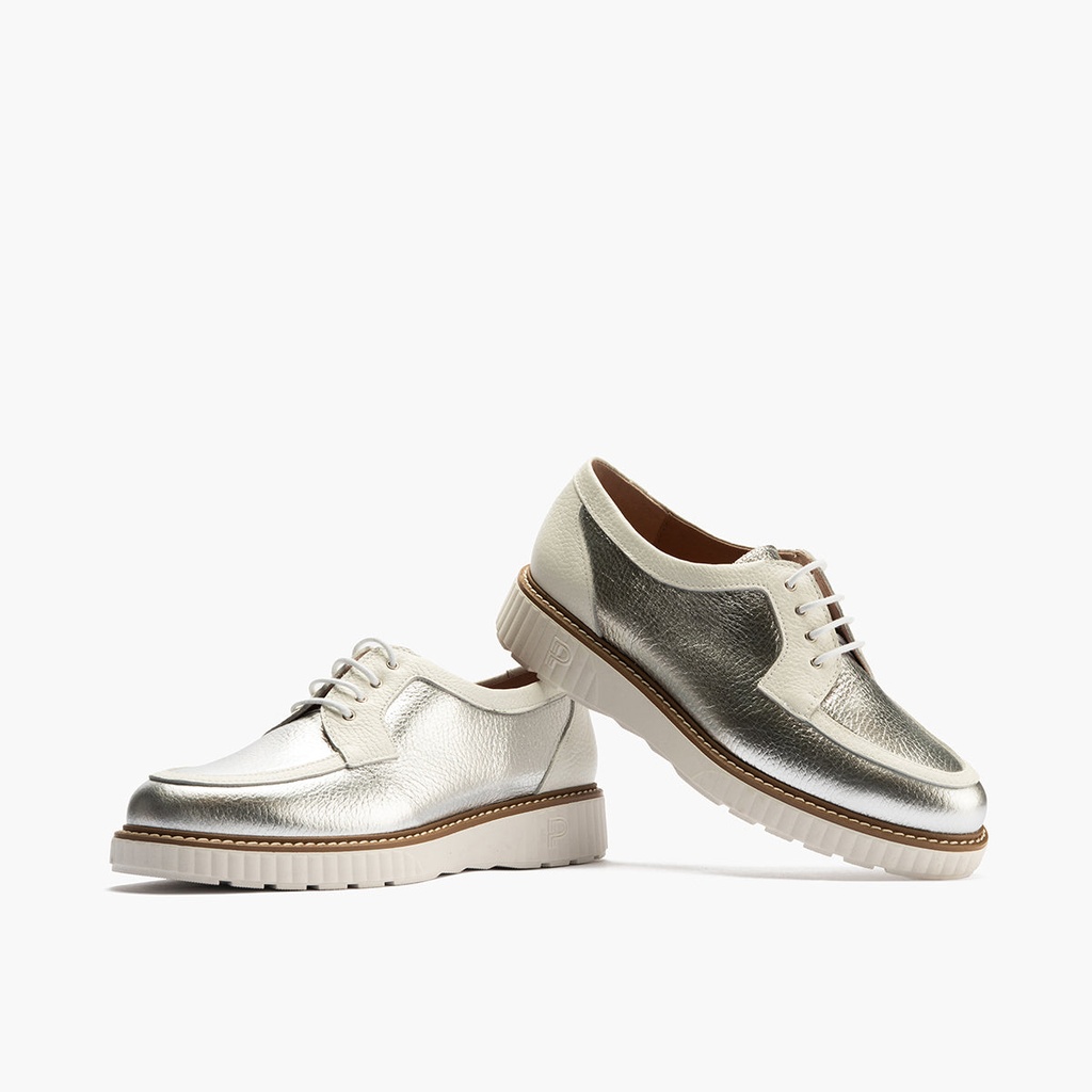 Zapato blucher con cordones y reflejos brillantes Plata (1)