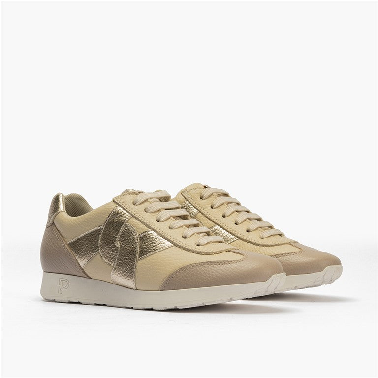 Deportivo plano en piel napa combinada Crema (3)