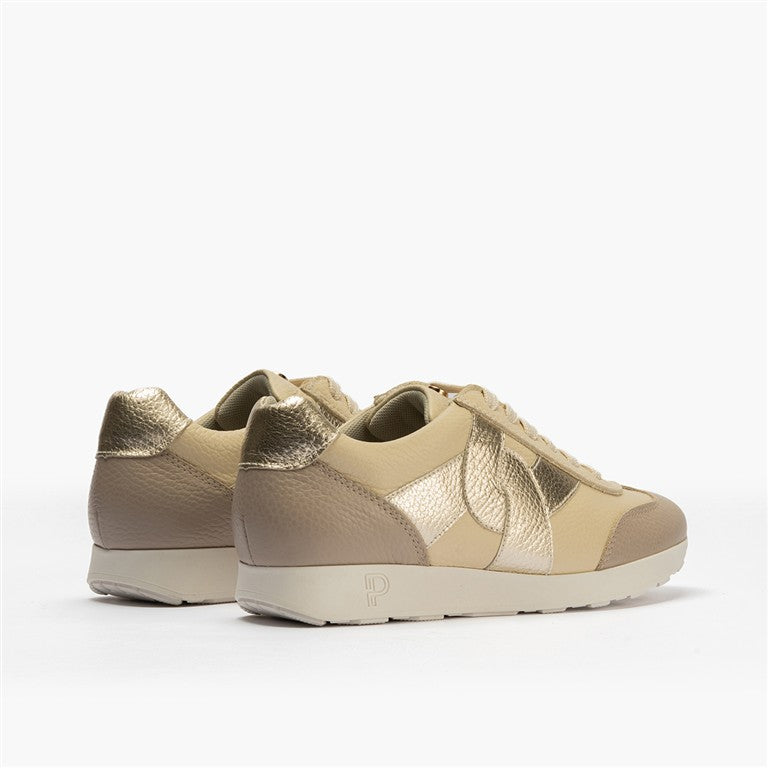 Deportivo plano en piel napa combinada Crema (4)