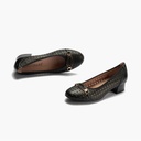 Zapato salón con adorno y tacón bajo, con punta redonda Negro (3)