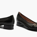 Zapato salón con adorno y tacón bajo, con punta redonda Negro (4)