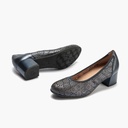 Zapato salón con tacón medio, en piel fantasía perforada Marino (4)