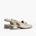 Mocasín destalonado con tacón bajo y adorno, con punta cuadrada Blanco (3)