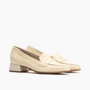 Mocasín con tacón bajo y antifaz, con punta cuadrada Crema (2)