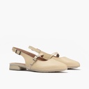 Bailarina con tacón bajo y punta fina Crema (2)