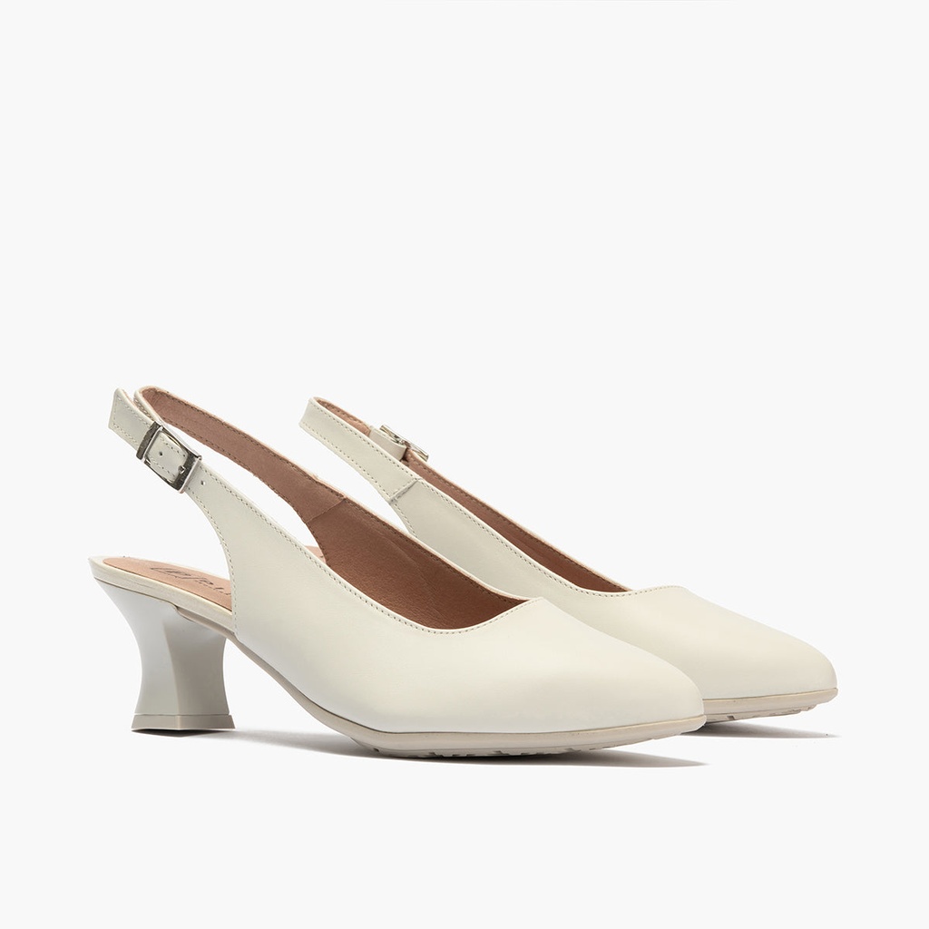 Zapato salón destalonado con tacón medio, en piel napa Glacial (1)